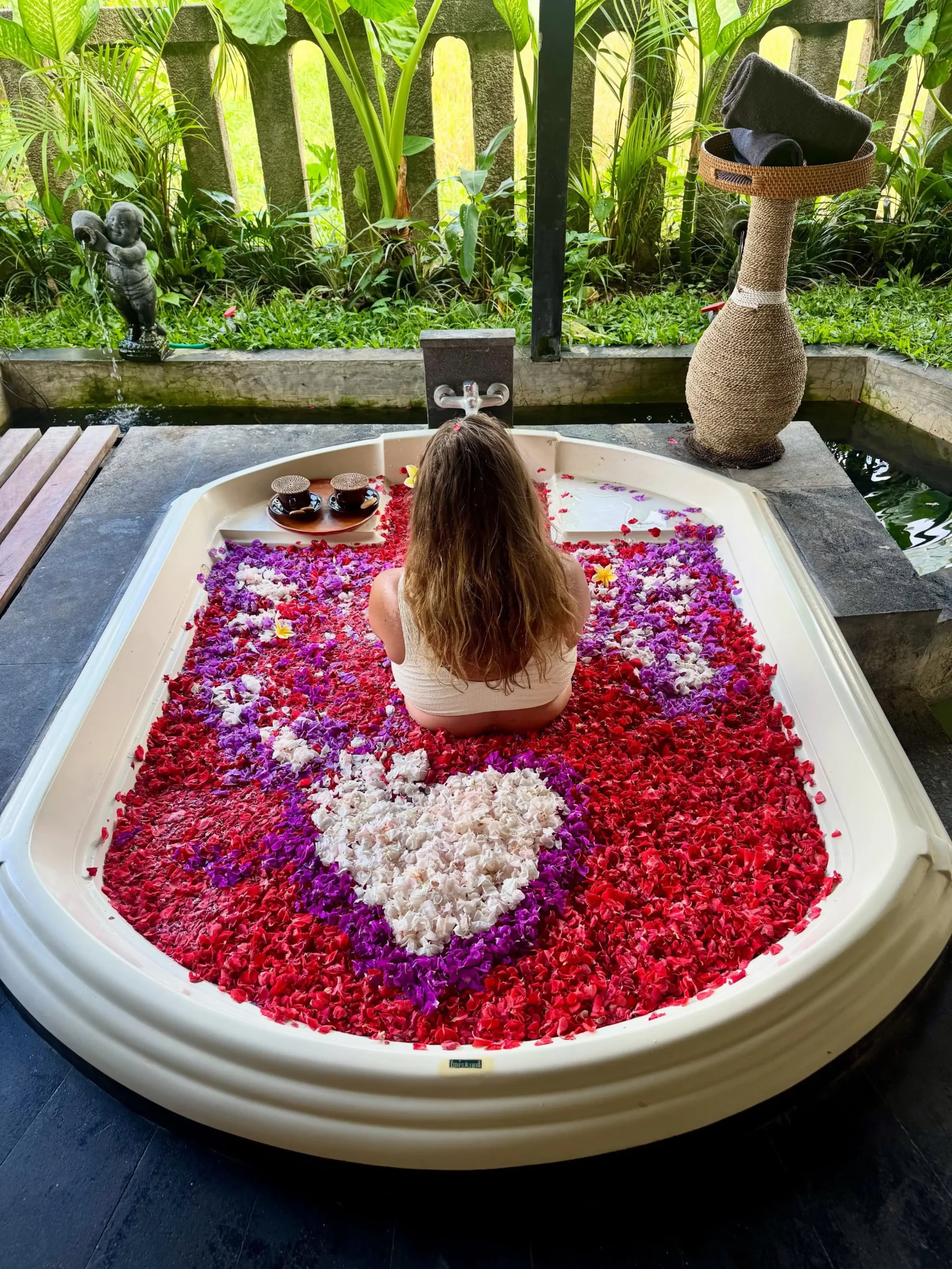 romantic flower bath in ubud