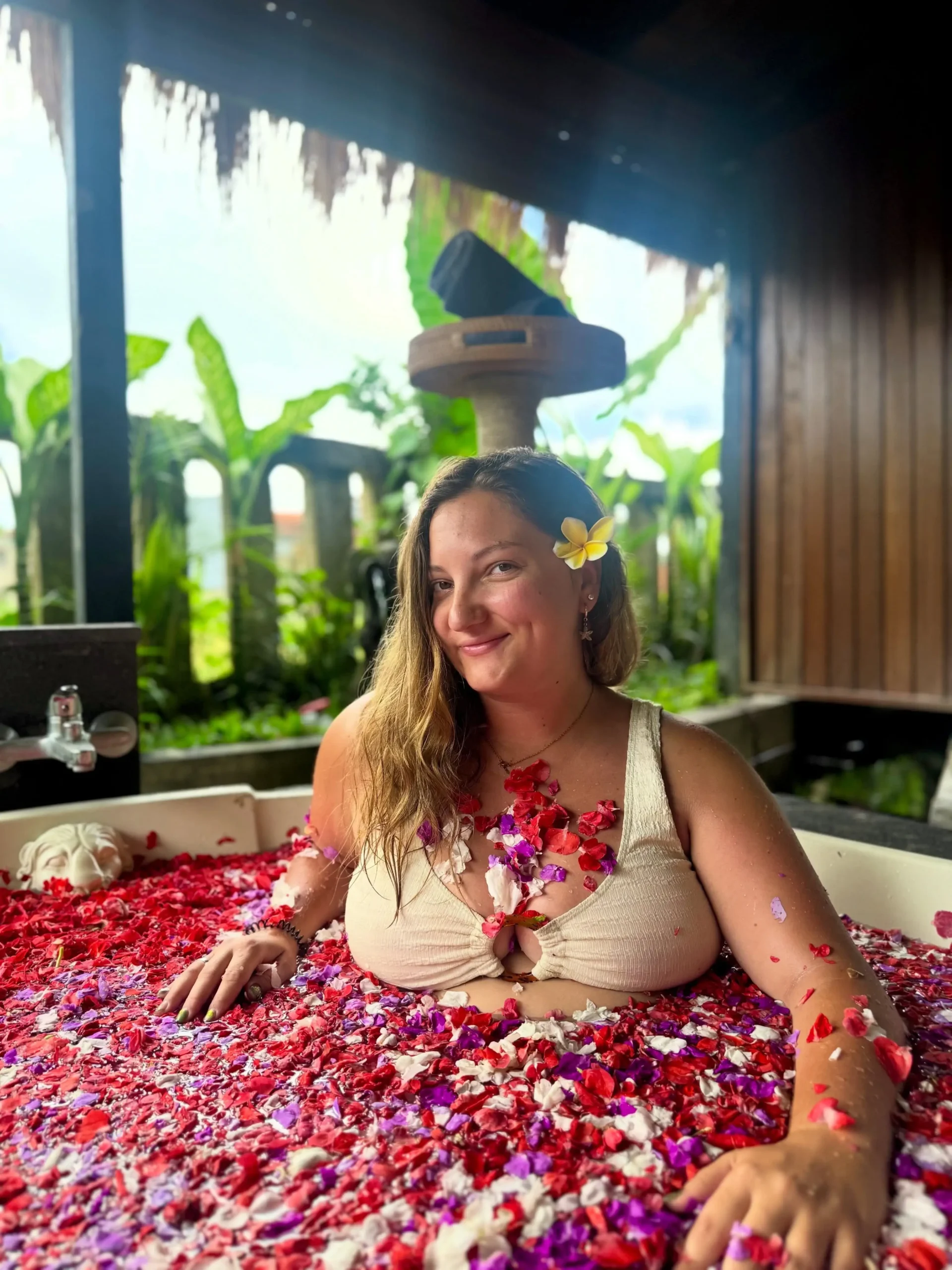 romantic flower bath in ubud